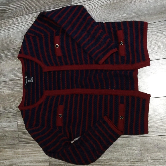 Forever 21 Knit 3/4 Sleeve Striped Cardigan Size Small - Picture 3 of 5